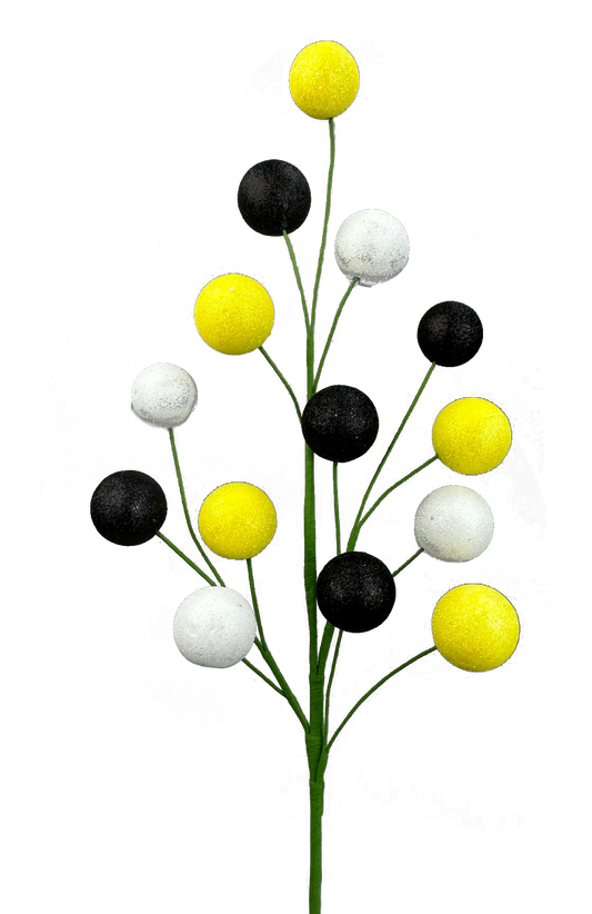 28 in Black, Yellow, White Gum Ball Pick x 14 - 6349BKYWWT