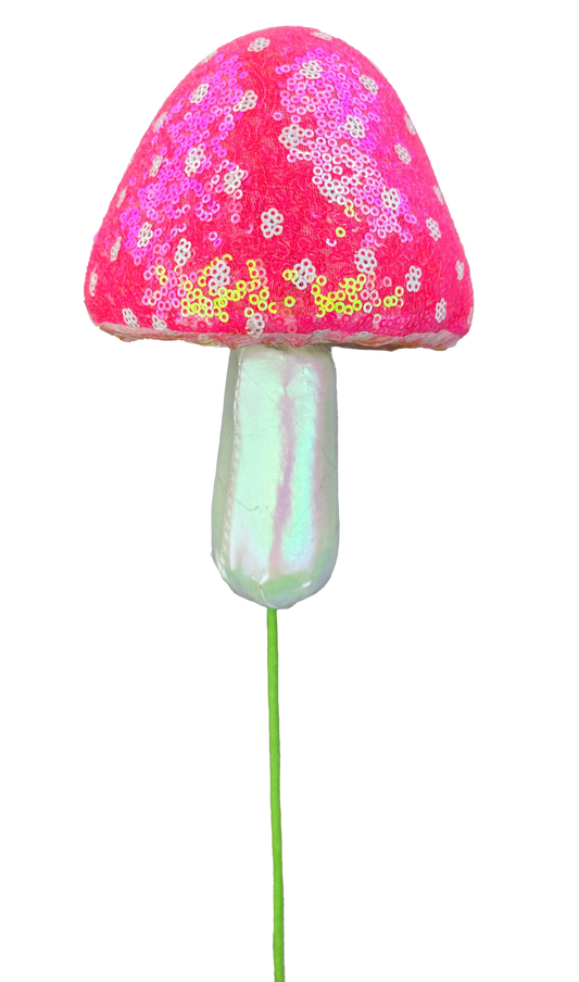 Sequin Polkadot Mushroom Pick H20xDIA5 - 63729PK