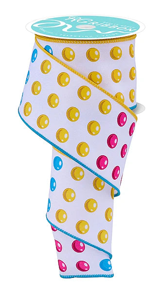 2.5"X10YD CANDY DOTS- WHITE/MULTI- RGH1312RT