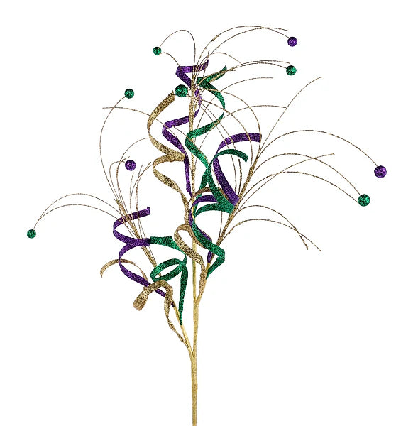 35"L GLTTR CURL/MONOFILAMENT BALL SPRAY- MARDI GRAS- HG3376