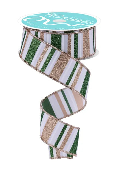 1.5" x 10yd Horizontal Stripe-White/Sage/Champ-RGF1918KL