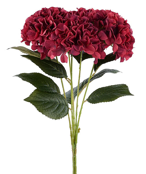 18.5"L FABRIC HYDRANGEA BUSH X5- TT BURGUNDY- FN175554