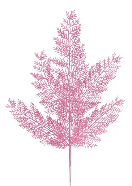 29"L Glitter Fern Spray-Pink-XS250222