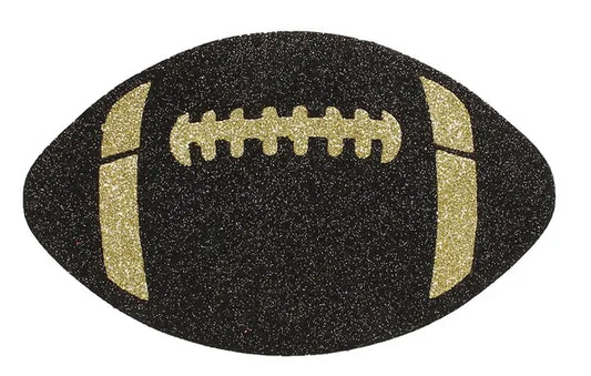 12"W X 7.25"H GLITTER FOOTBALL- BLACK/METALLIC GOLD- MD0272H6