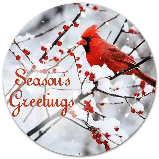 12"Dia Seasons Greetings Cardinal-White/Red/Black/Grey-AP0124