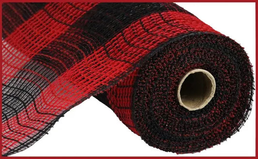 10.25" x 10yd Faux Jute/Pp Large Check-Red/Black-RY8315E6