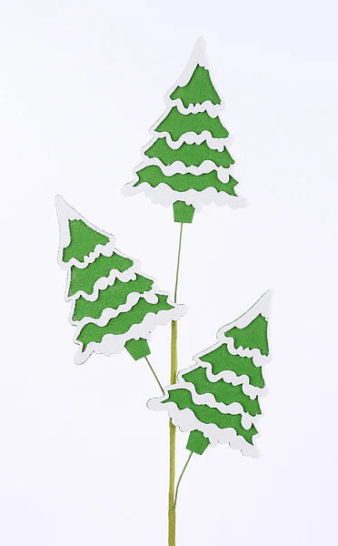 30"H GLITTER/FELT PINE TREE SPRAY- LIME GREEN/WHITE- XP018137