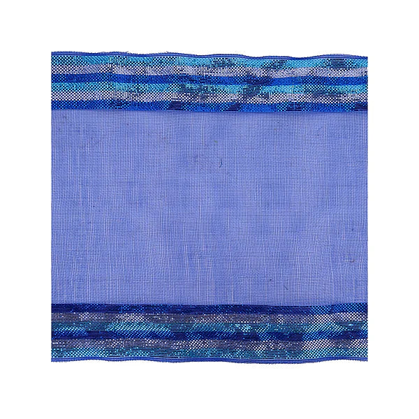 10.5"SQ FINE WEAVE MET BORDER STRP SHEET- 40EA/BG; MULTI BLUE/SLVR- RF2661R1