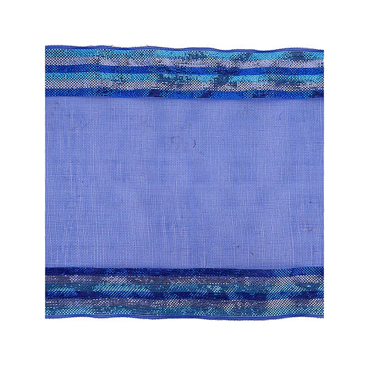 10.5"SQ FINE WEAVE MET BORDER STRP SHEET- 40EA/BG; MULTI BLUE/SLVR- RF2661R1