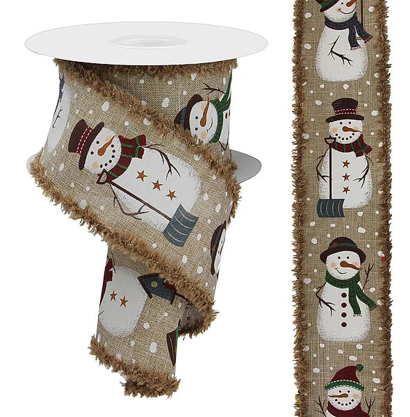 2.5"X10YD RUSTIC SNOWMAN/DRIFT- LT BEIGE/CREAM/ORG/BLUE- RGA80644Y