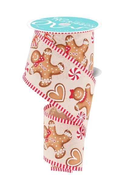2.5" x 10yd Gingerbread/Stripe-Cream/Red/Brown-RGC8239C2