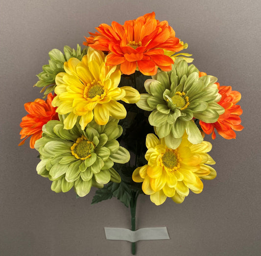 GERBER DAISY X 12 YELLOW AND GREEN - 71311
