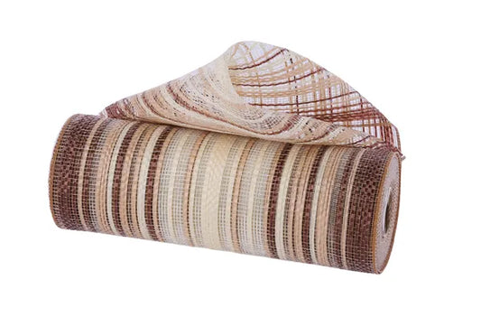 10"X10YD VERTICAL OMBRE STRIPE MESH-DARK BROWN/NATURAL/CREAM-RE13861W