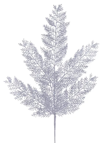29"L Glitter Fern Spray-Silver-XS250226
