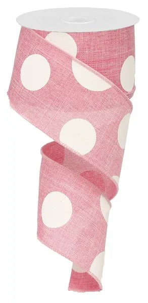 2.5" x 10yd Large Multi Dots-Pink/White-RX9143WT
