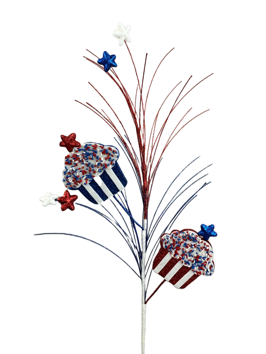 Patriotic Red, White and Blue Cupcake Spray x 2 H28 - 74237RWB