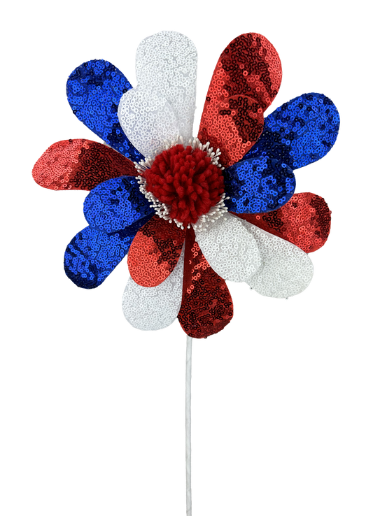 Sequin Daisy Spray H24xDIA8 - 74243RWB