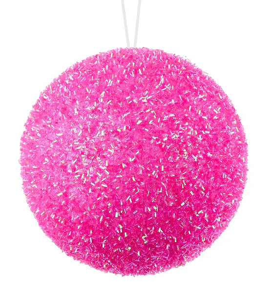 6"DIA V-CUT FOIL NEON BALL ORN- HOT PINK- XJ780722