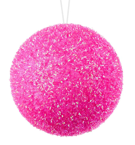 6"DIA V-CUT FOIL NEON BALL ORN- HOT PINK- XJ780722