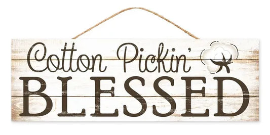 15"L X 5"H BLESSED SIGN-CREAM WHITEWASH/BROWN-AP8084