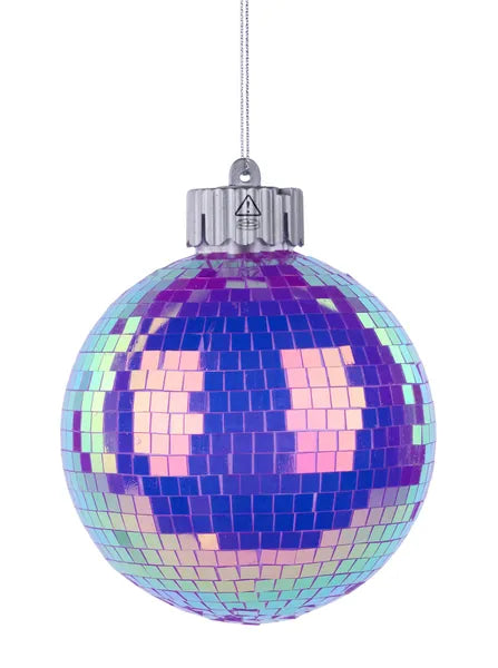 100Mm Irid Mirror Ball W/Lights Ornament-Lavender-XJ712713