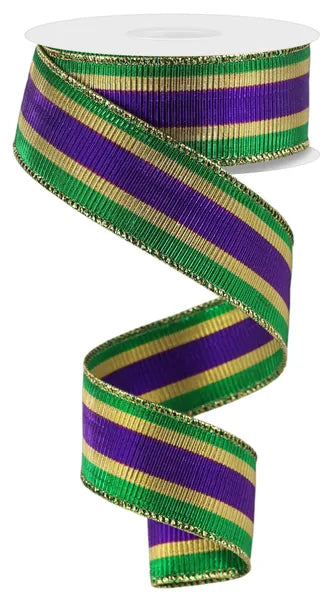 1.5" x 10yd Vertical Stripe-Mardi Gras-RGE1643AP