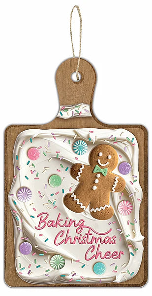 12"H X 7.5"L MDF BAKING CHRISTMAS CHEER- BROWN/WHT/MINT/PNK- AP7467