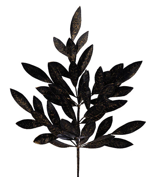 23.5"L BRUSHED BAY LEAF SPRAY- BLACK/GOLD- XX9687C9