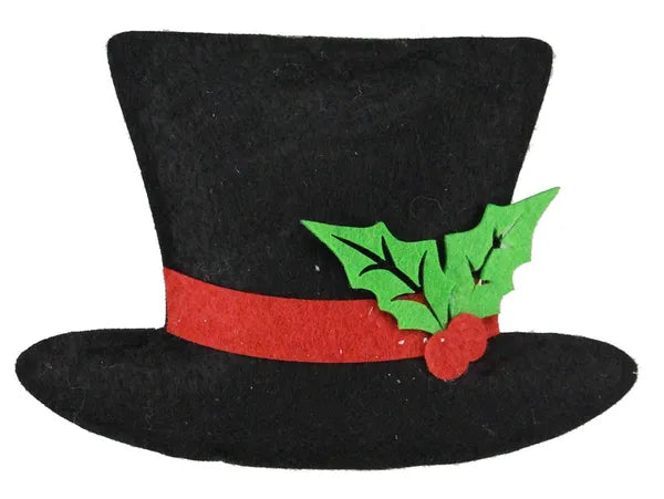8"W x 5.75"H Top Hat Orn-Black/Red/Green-XN5867