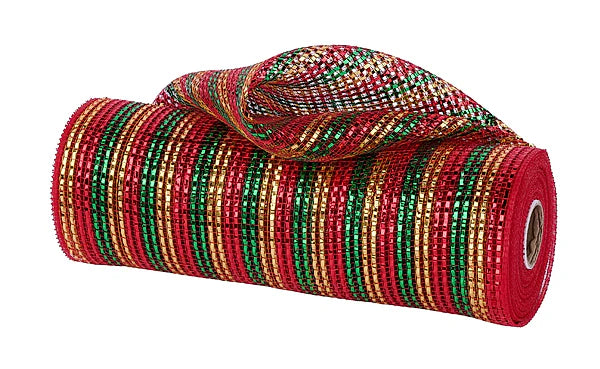 10.25"X10YD WIDE FOIL MESH- RED/GOLD/EMERALD- RE801794