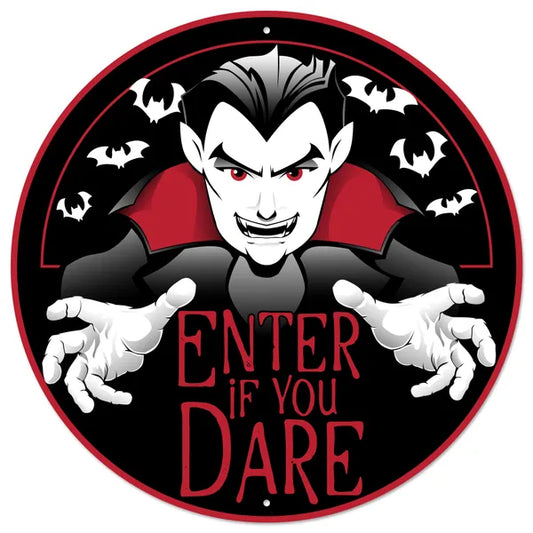 12"Dia Vampire Enter If You Dare Sign-Black/White/Red-MD1677
