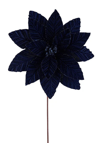 20.5"L X 12"DIA EMBOSSED POINSETTIA STEM- NAVY BLUE- XS426519