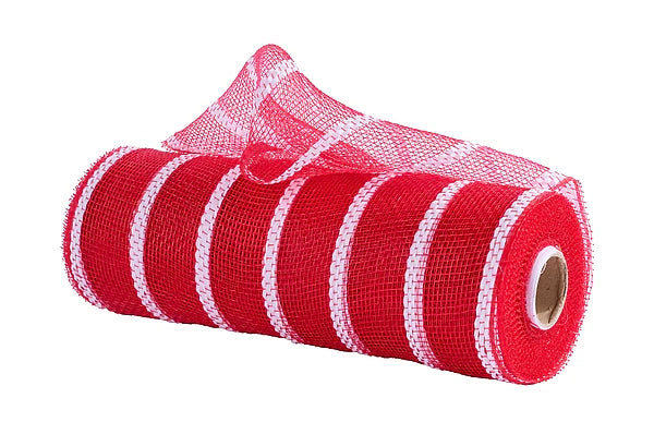 10"X10YD VERTICAL WIDE STRIPE MESH- RED/WHITE- RE8903N5