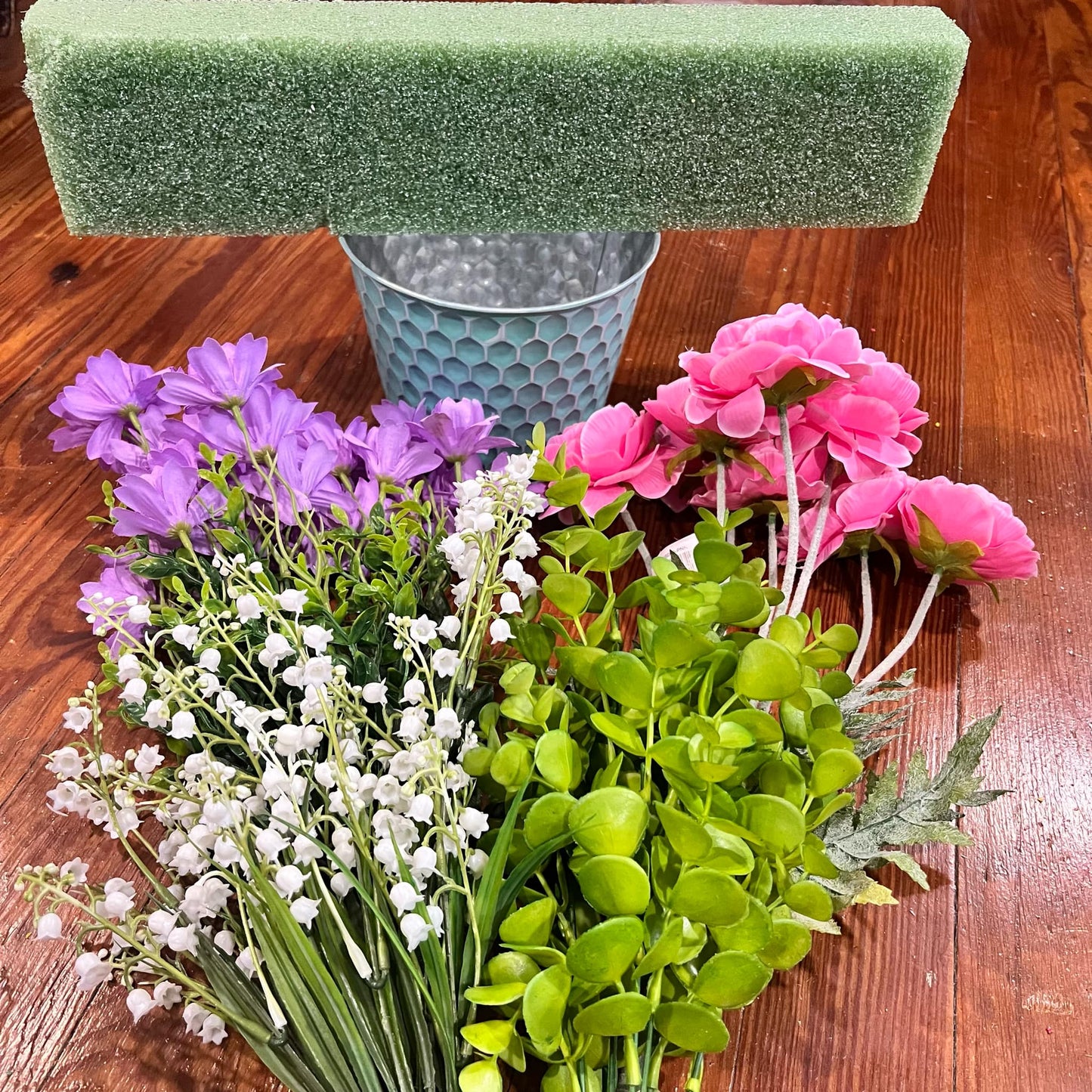 Blooms and Booms: Summer Floral Blue Container Arrangement