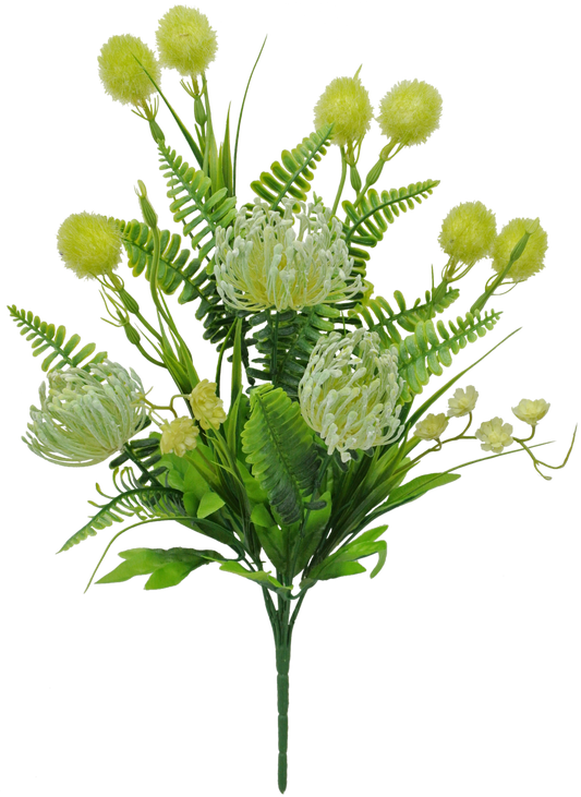 21 IN GREEN MIXED MUM POM BUSH X 9 - 83360-GN