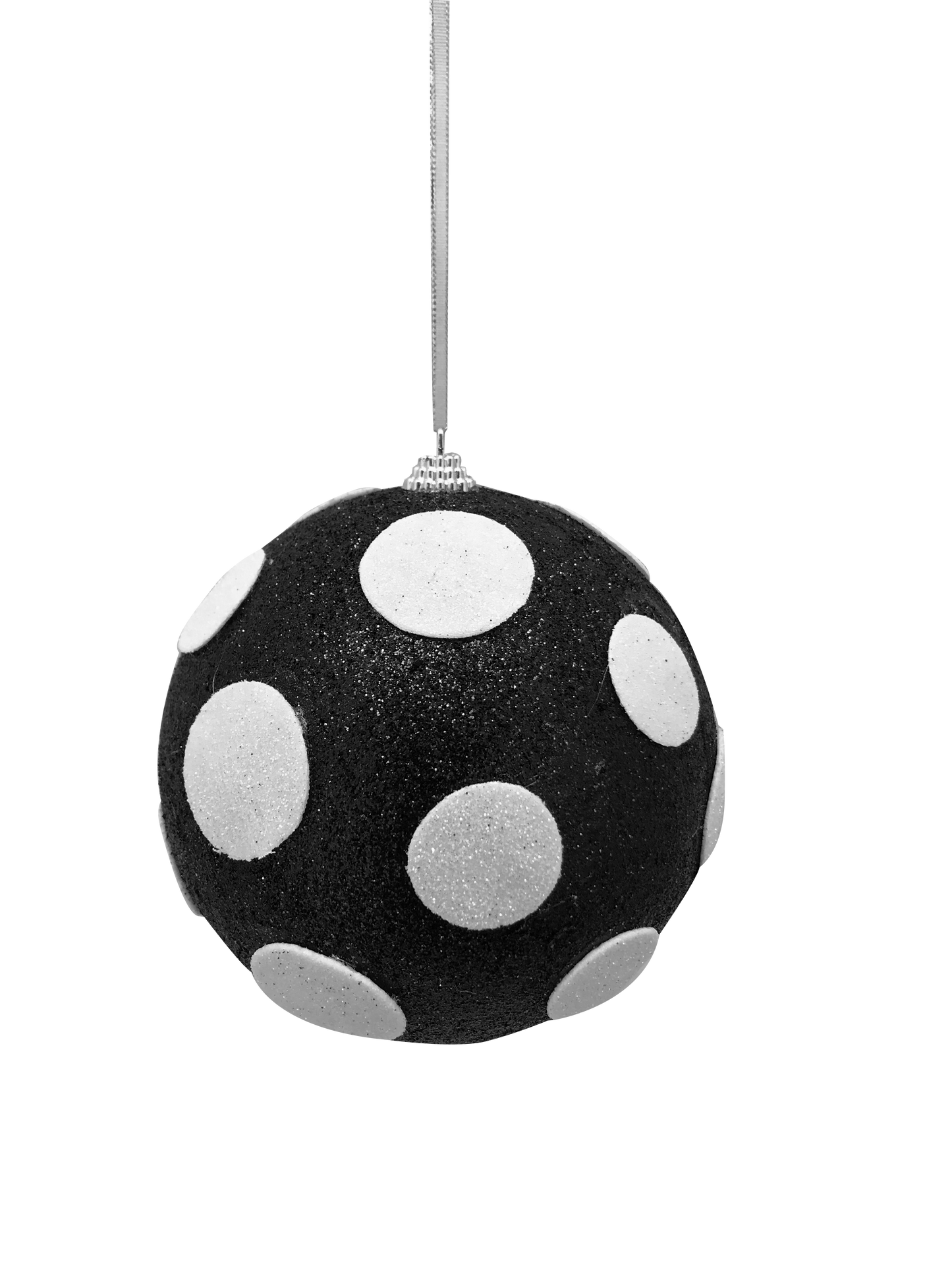 Black and White Polka dot Ornament 5In - 84175BKWT