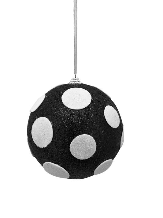 Black and White Polka dot Ornament 5In - 84175BKWT