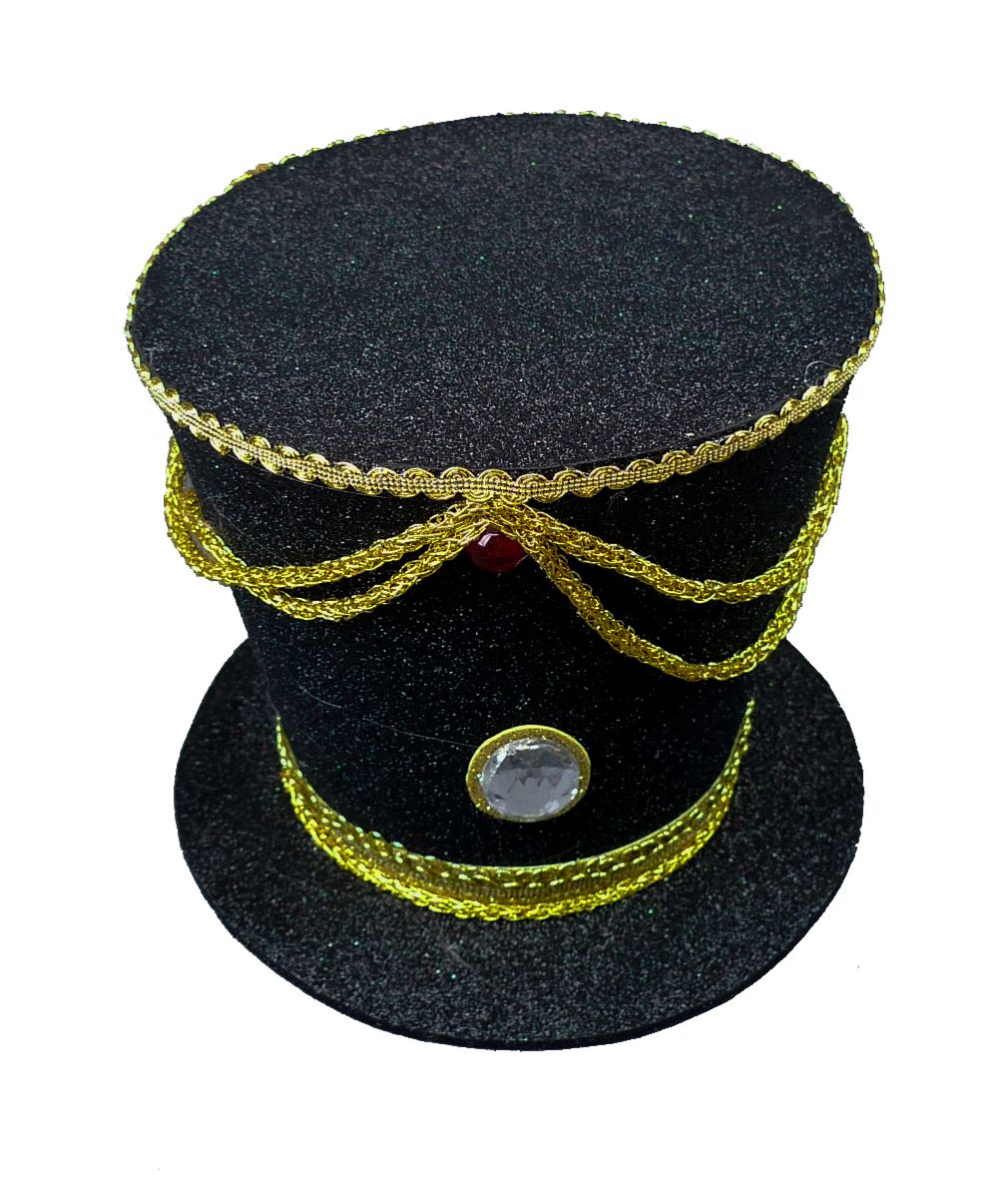 Black and Gold Nutcracker Soldier Hat 10 in X 9 in X 8.5 in - 84193BKGD