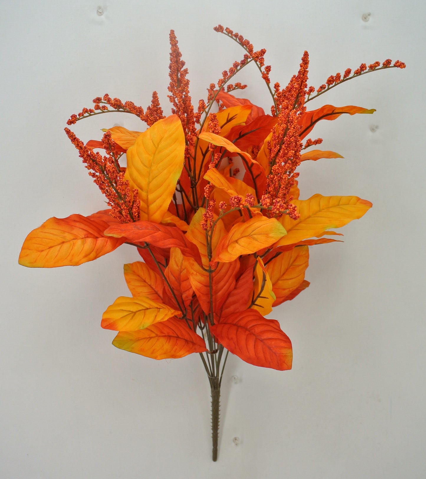 23 IN ORANGE AND YELLOW SATIN LAUREL BUSH X 12 - 84481-ORYEL