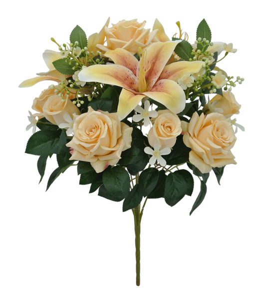 18 IN YELLOW ROSE TIGER LILY BUSH X 12 - 84693-YEL