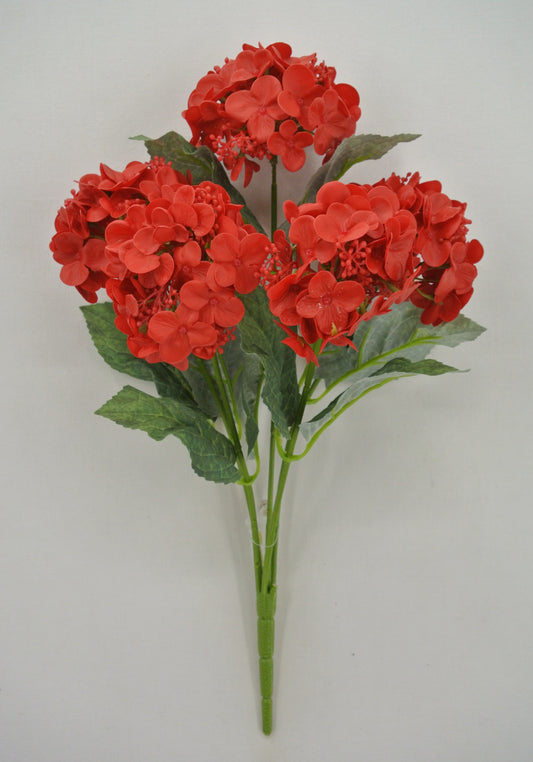 17 IN RED HYDRANGEA BUSH X 5 - 84845-RD