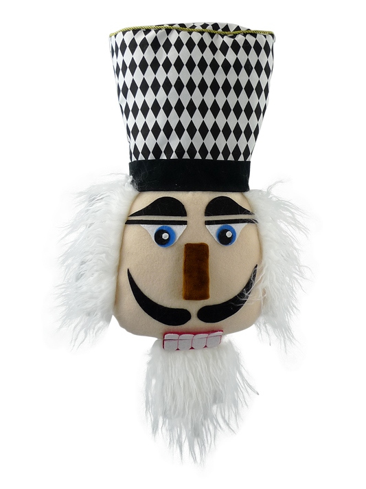 Plush Nutcracker Head W8xH15.5-Black/White-84858BKWT