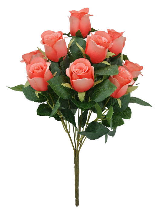 17 IN ROSE BUD BUSH X 9 -84885-CORAL