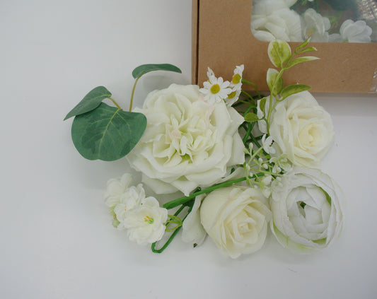 CREAM ROSE RANUNCULUS CABBAGE CORSAGE - 85036-CR