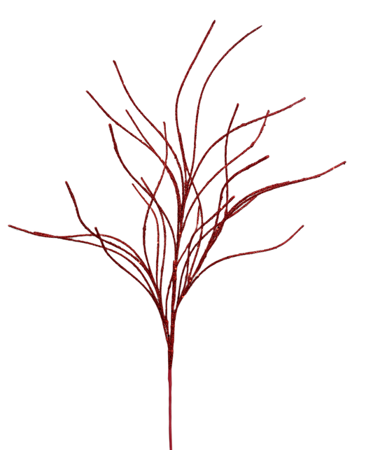 Red Glitter Twig Spray H30 - 85717RD