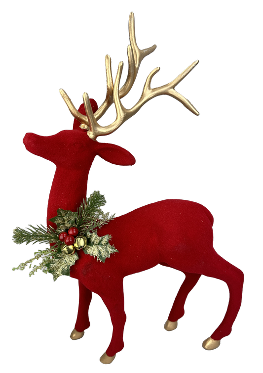 Flocked Reindeer H20xW11xD4 - 85988RD