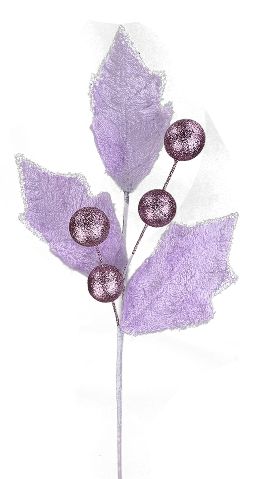 Purple Holly Leave Ball Spray H28 - 86031PU