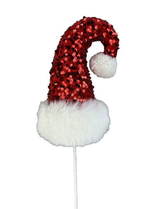 Sequin Santa Hat Spray H20xW5 - 86033RDWT