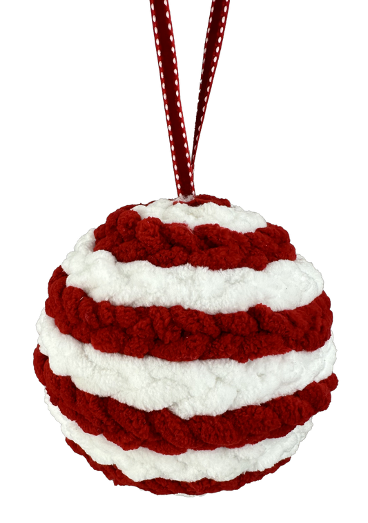 Red and White Ornament Yarn Ball DIA5 - 86086RDWT