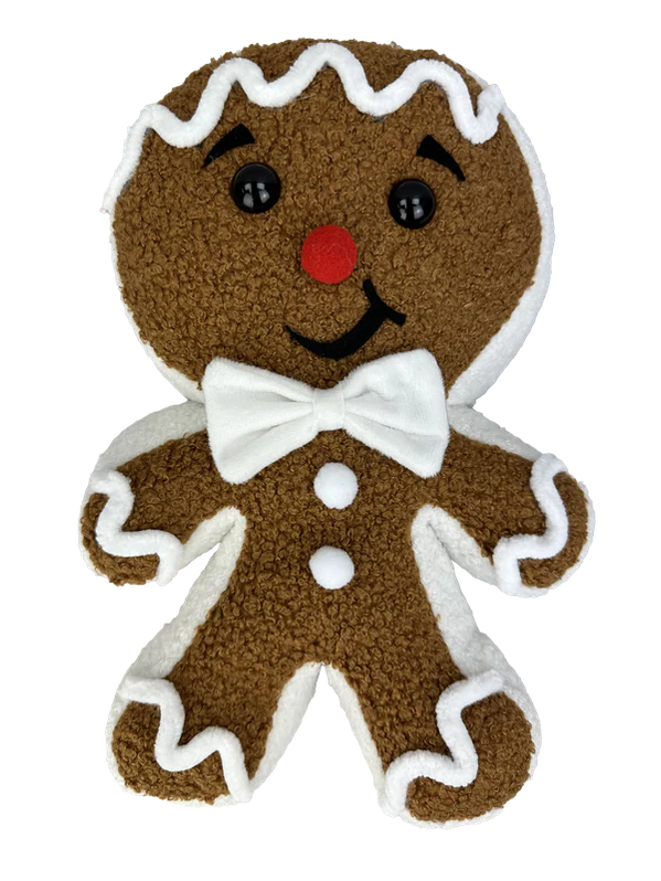 Plush Gingerbread w/ Bow H12xW8xD2-Brown-86133BN